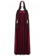 Punk Rave Red Gothic Embroidered Velvet Hooded Long Cloak for Women