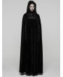 Punk Rave Black Gothic Embroidered Velvet Hooded Long Cloak for Women