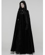 Punk Rave Black Gothic Embroidered Velvet Hooded Long Cloak for Women