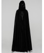 Punk Rave Black Gothic Embroidered Velvet Hooded Long Cloak for Women
