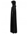 Punk Rave Black Gothic Embroidered Velvet Hooded Long Cloak for Women
