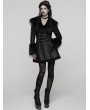 Punk Rave Black Gothic Plush Collar Warm Winter Jacquard Coat for Women