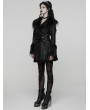 Punk Rave Black Gothic Plush Collar Warm Winter Jacquard Coat for Women