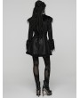 Punk Rave Black Gothic Plush Collar Warm Winter Jacquard Coat for Women