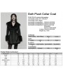 Punk Rave Black Gothic Plush Collar Warm Winter Jacquard Coat for Women