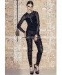 Devil Fashion Black Knitting Hole Gothic Punk Legging for Women