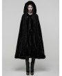 Punk Rave Black Gothic Mid-Length Hooded Fur Warm Winter Cloak for Women
