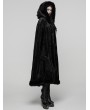 Punk Rave Black Gothic Mid-Length Hooded Fur Warm Winter Cloak for Women