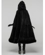 Punk Rave Black Gothic Mid-Length Hooded Fur Warm Winter Cloak for Women