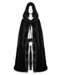Punk Rave Black Gothic Mid-Length Hooded Fur Warm Winter Cloak for Women