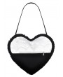 Dark in love Black and White Lolita Gothic Bow Ruffle Heart Bag