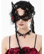 Dark in love Black and Red Retro Gothic Crystal Pendant Lace Choker
