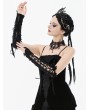 Dark in love Black Gothic Embroidered Lace Long Gloves