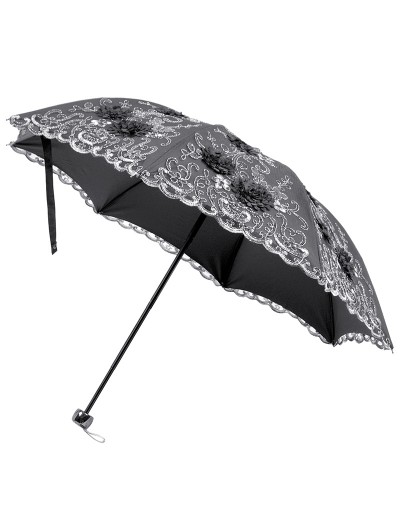 Dark in love Black Gothic Lolita Elegant Embroidered Lace Umbrella