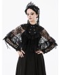 Dark in love Black Gothic Embroidered Lace Overlay Short Cape for Women