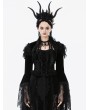 Dark in love Black Noble Gothic Velvet Raven Feather Cape for Women