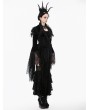 Dark in love Black Noble Gothic Velvet Raven Feather Cape for Women