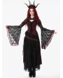 Dark in love Black and Red Retro Gothic Baroque Lace Cape for Women