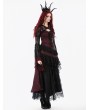 Dark in love Black and Red Retro Gothic Baroque Lace Cape for Women