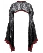 Dark in love Black and Red Retro Gothic Baroque Lace Cape for Women