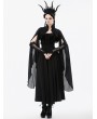 Dark in love Black Gothic Embroidered Lace Applique Cape for Women