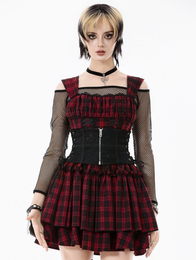 Dark in love Black Gothic Lace Zip Front Waist Training Corset