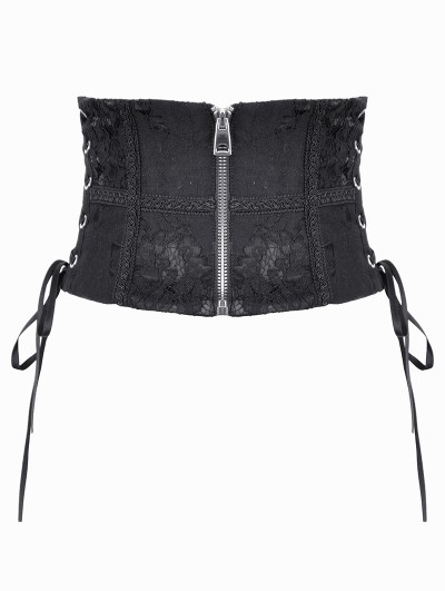 Dark in love Black Gothic Lace Zip Front Waist Training Corset