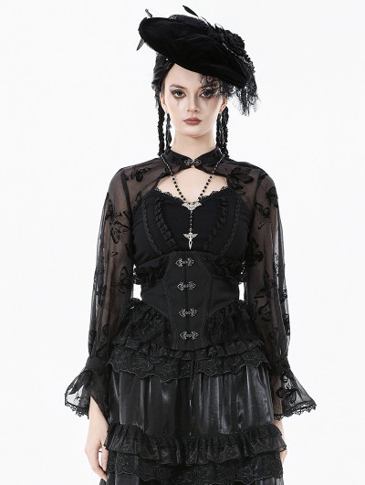 Dark in love Black Vintage Gothic Coffin Underbust Corset Waistband