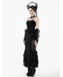 Dark in love Black Gothic Velvet Lace Ruffled Bustier Top for Women
