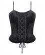 Dark in love Black Gothic Velvet Lace Ruffled Bustier Top for Women