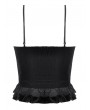 Dark in love Black Gothic Velvet Lace Ruffled Bustier Top for Women