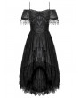 Dark in love Black Gothic Lace Tassel Off-Shoulder High-Low Party Dress