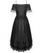 Dark in love Black Gothic Lace Tassel Off-Shoulder High-Low Party Dress