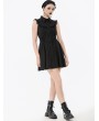 Dark in love Black Gothic Dolly Sleeveless Button-Front Mini Dress