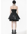 Dark in love Black Gothic Ruffled Lace Fringe Sweetheart Cat Ear Short Dress