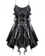 Dark in love Black Gothic Ruffled Lace Fringe Sweetheart Cat Ear Short Dress