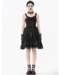 Dark in love Black Gothic Lolita Priness Lace Strap Short Dress