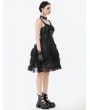 Dark in love Black Gothic Lolita Priness Lace Strap Short Dress