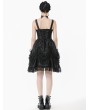 Dark in love Black Gothic Lolita Priness Lace Strap Short Dress