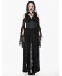 Dark in love Black Gothic Hooded Cold Shoulder Long Gown