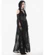 Dark in love Black Gothic Hooded Cold Shoulder Long Gown