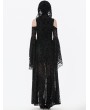 Dark in love Black Gothic Hooded Cold Shoulder Long Gown