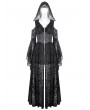 Dark in love Black Gothic Hooded Cold Shoulder Long Gown