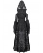 Dark in love Black Gothic Hooded Cold Shoulder Long Gown