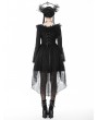 Dark in love Black Gothic Ruffle Lace Bell Sleeve High-Low Dress