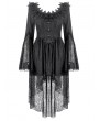 Dark in love Black Gothic Ruffle Lace Bell Sleeve High-Low Dress