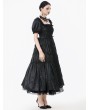 Dark in love Black Retro Gothic Frill Puff Sleeve Long Dress
