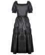 Dark in love Black Retro Gothic Frill Puff Sleeve Long Dress