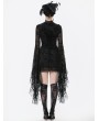 Dark in love Black Gothic Floral Lace Mesh Bell Sleeve Short Dress