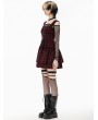 Dark in love Red and Black Plaid Gothic Ruched Layered Short Dress